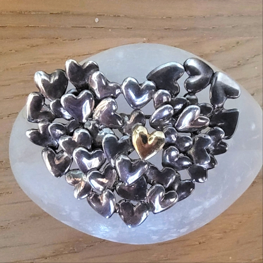 Rare Movado Sterling Silver and Gold pin /pendant